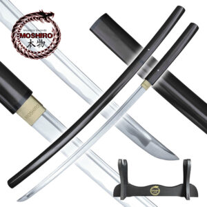 MOSHIRO Shirasaya Functional Katana Bushido Ebony Sword Full Tang Battle Ready