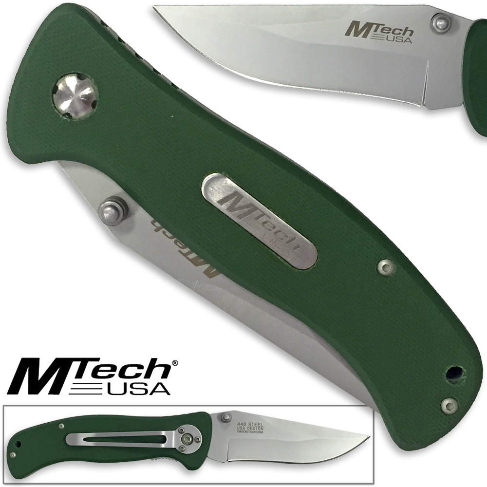 MTech USA Scouts Folder Knife 440 Stainless Steel Green