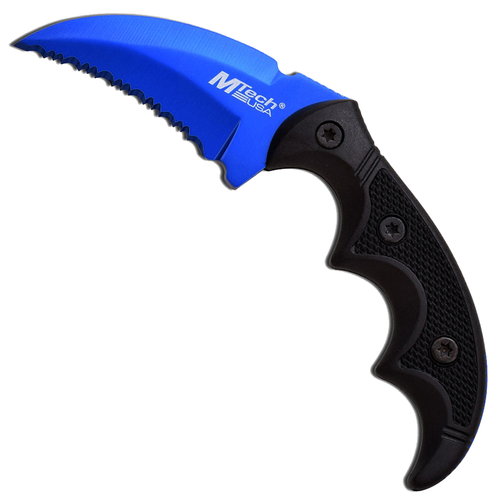 MTech USA BLUE FIXED BLADE KNIFE 5" OVERALL