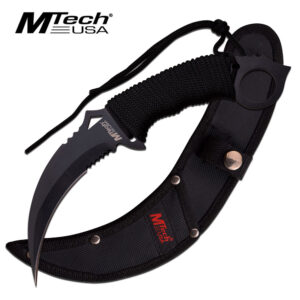 MTech FIXED-BLADE TACTICAL KNIFE | Black Blade Paracord Serrated Combat Karambit