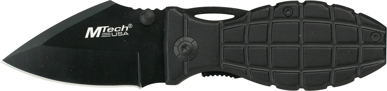 Mtech Grenade Style Knife Tactical Black Military Folding Stainless Steel Blade