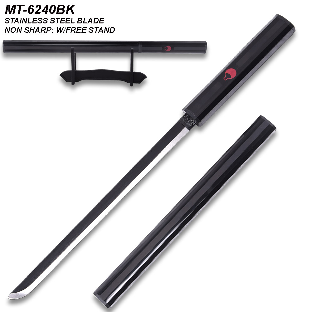 Black Sasuke Kusanagi Grass Cutter Steel Ninja Sword Katana  16.5" Not sharp