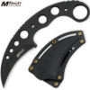 MTech Tactical Skeletonized Karambit Neck Knife 7in Overall | Black Finish w Sheath