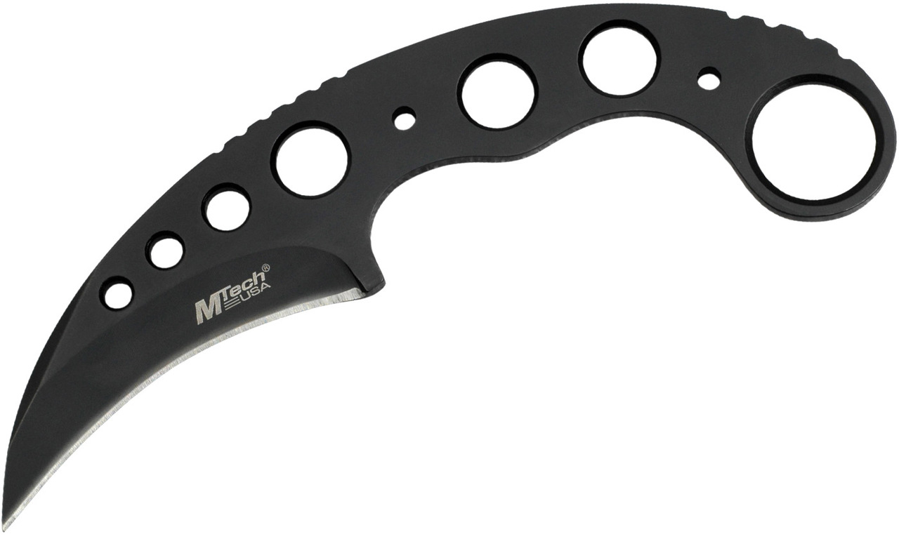 MTech Tactical Skeletonized Karambit Neck Knife 7in Overall | Black Finish w Sheath
