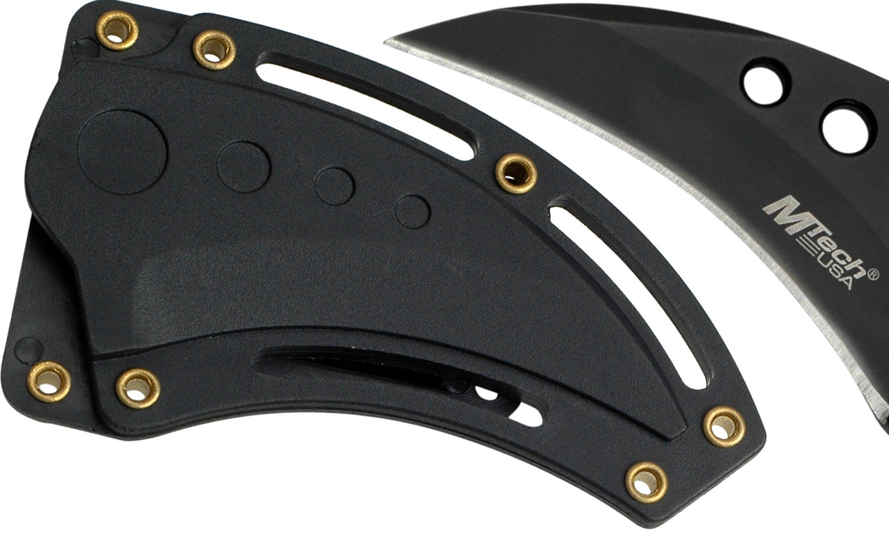 MTech Tactical Skeletonized Karambit Neck Knife 7in Overall | Black Finish w Sheath