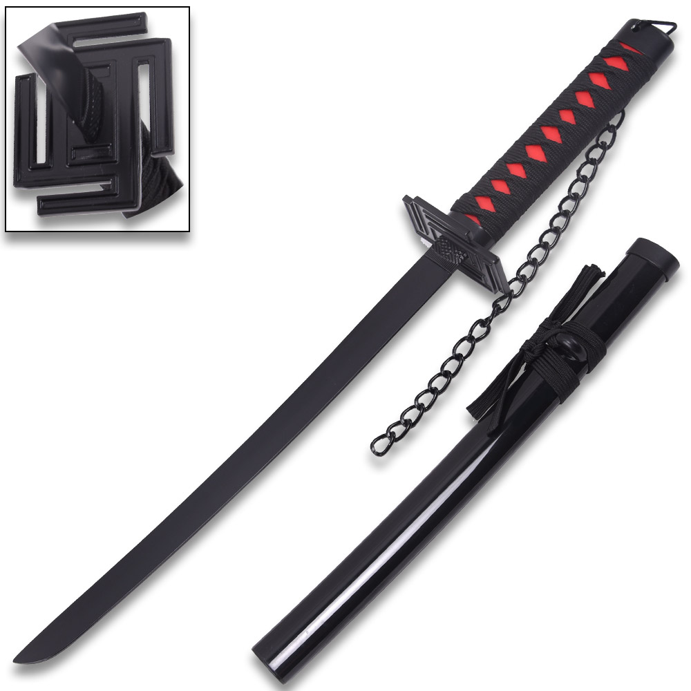 Best Anime Hero Sword And Scabbard 16.5" Black Steal Blade Not sharp