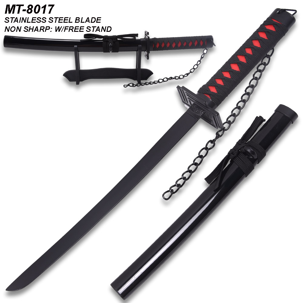 Best Anime Hero Sword And Scabbard 16.5" Black Steal Blade Not sharp