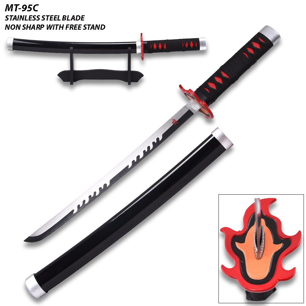 Demon Slayer - Tanjiro Kamado's Black Nichirin Katana Sword Metal  16.5 Inches Not Sharp