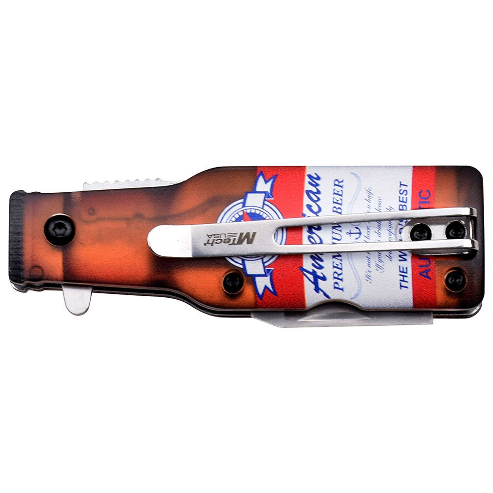 Bar Collection Bud Beer Bottle Style Spring Assisted W/Bottle opener Knife