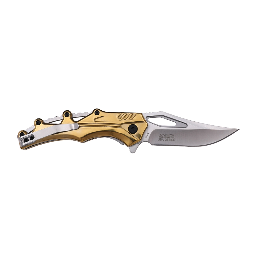Mtech Spring Assisted Gold Finish Handle