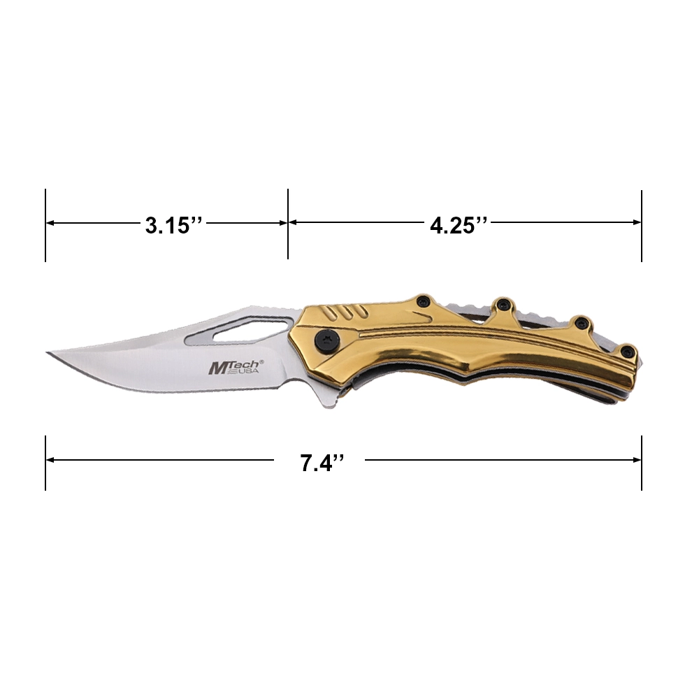 Mtech Spring Assisted Gold Finish Handle