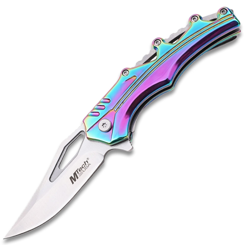 Mtech Spring Assisted  Titanium Finish Handle