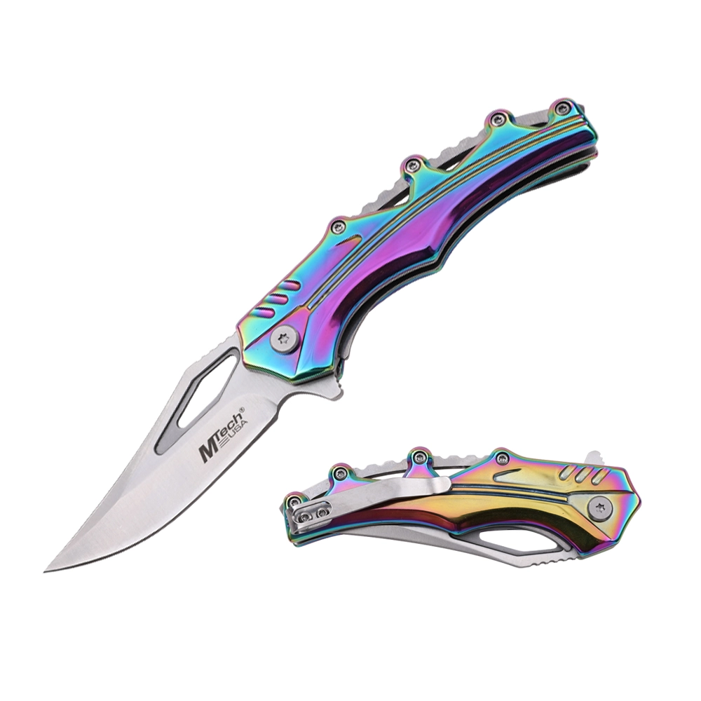 Mtech Spring Assisted  Titanium Finish Handle