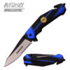 MTECH USA POLICE & SHERIFF SPRING ASSISTED RESCUE KNIFE Blue Line LEO