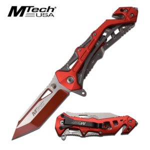 MTECH Tanto A/O Hot Red Sporting Knife | Emergency Belt Cutter & Glass Breaker