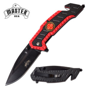 MASTER USA Fire Department Emergency Knife Glass Breaker Belt Cutter