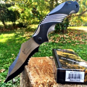 Mtech Xtreme Ballistic Black Grey Assisted Tactical Flipper Pocket Knife MX-A801GY