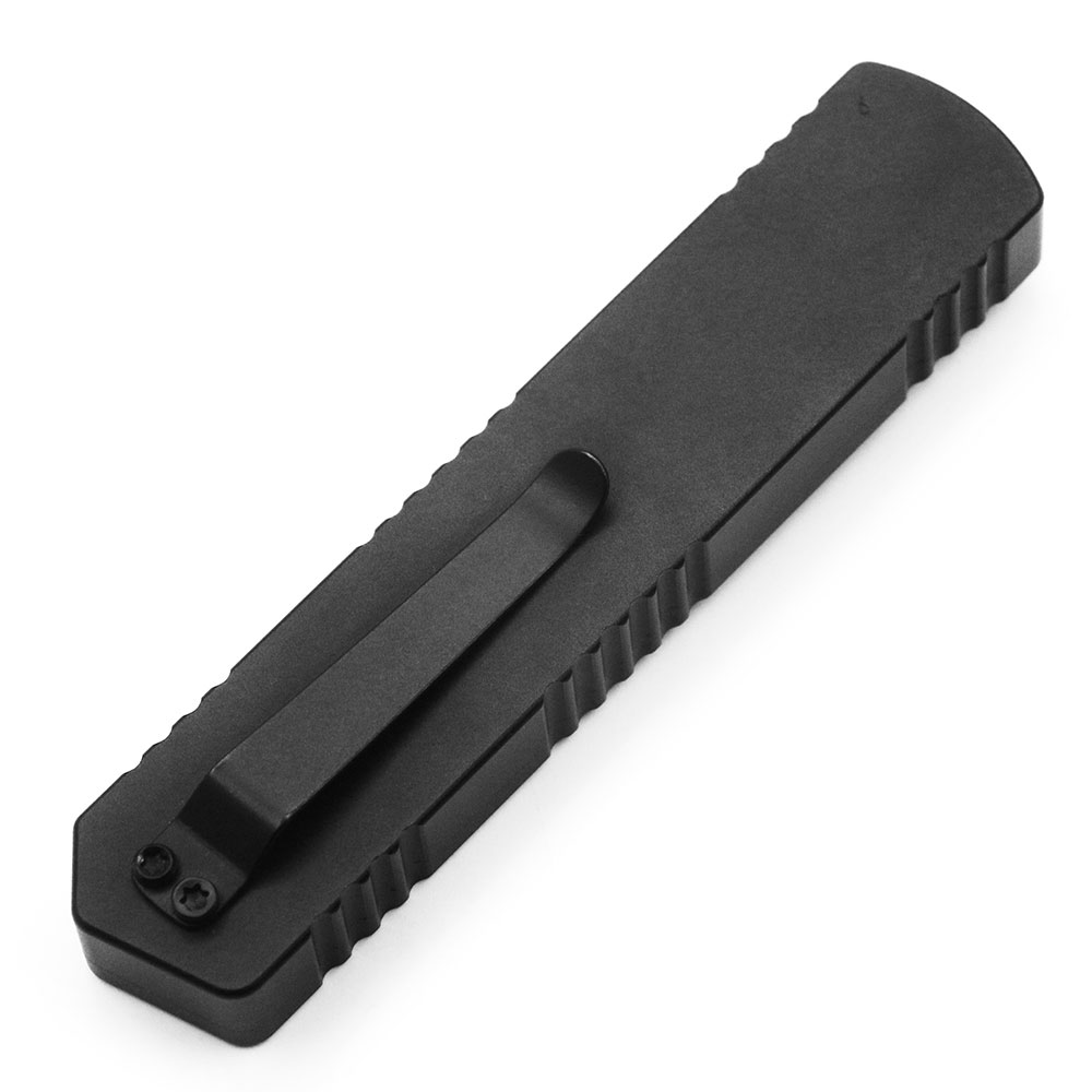 Black Strike OTF Tactical D-2 Steel CNC Black Alum Handle Auto Knife