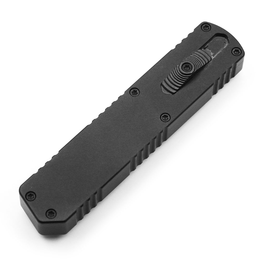 Black Strike OTF Tactical D-2 Steel CNC Black Alum Handle Auto Knife