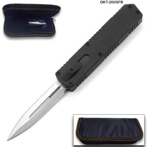 Black Strike OTF Tactical D-2 Steel CNC Black Alum Handle Auto Knife