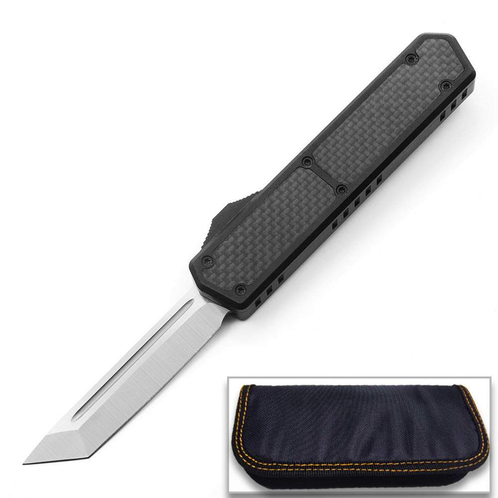 Black CF Strike OTF Tactical D-2 Steel CNC Black Alum Handle Auto Knife
