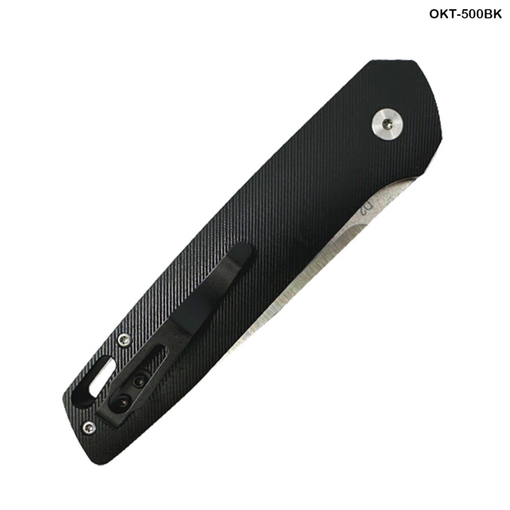 Tactical D-2 Steel CNC Black Alum Handle Auto Knife with Safety Lock