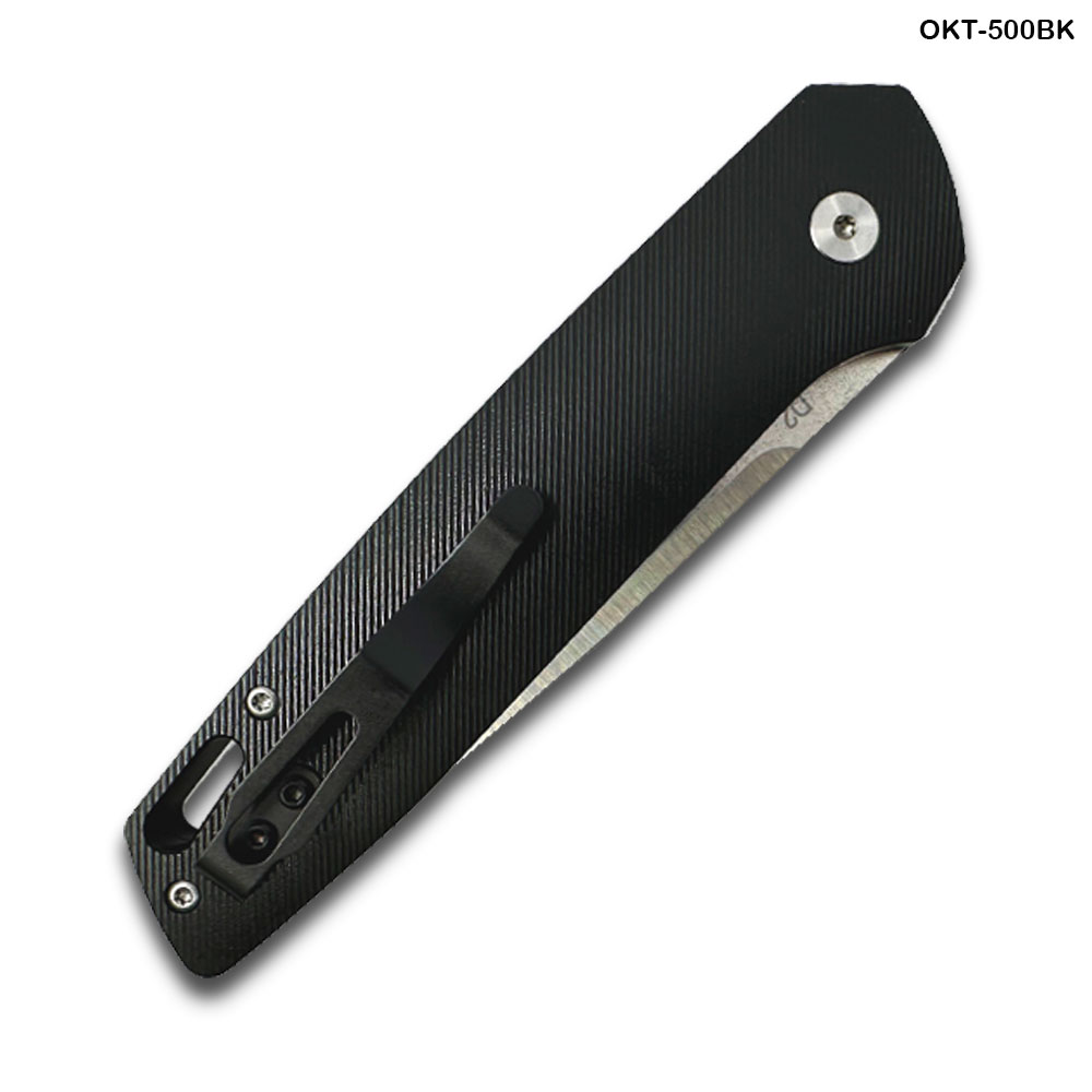 Tactical D-2 Steel CNC Black Alum Handle Auto Knife with Safety Lock
