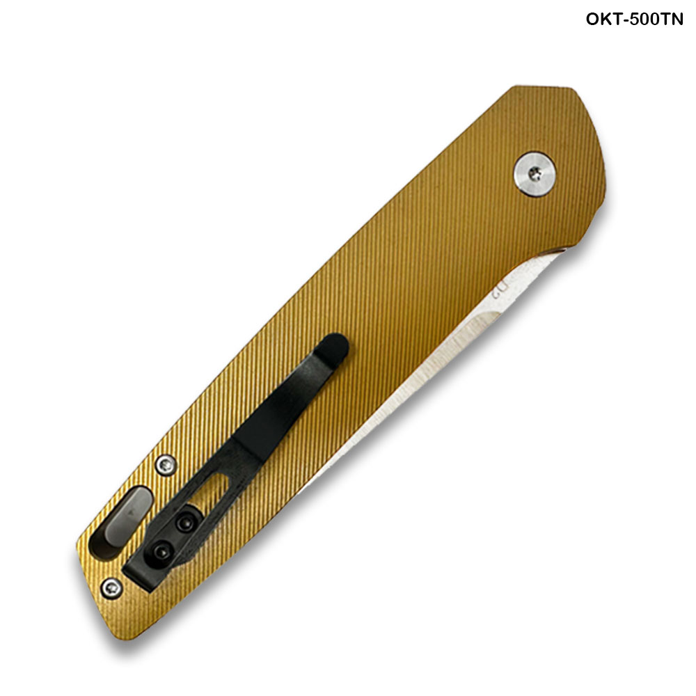 Tactical D-2 Steel CNC Tan Alum Handle Auto Knife with Safety Lock