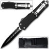 Spear Point OTF Knife Out The Front Assisted Open Tactical Glass Breaker Serrated Edge Black Handle