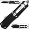 Spear Point OTF Knife Out The Front Assisted Open Tactical Glass Breaker Serrated Edge Black Handle