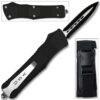 Spear Point OTF Knife Out The Front Assisted Open Tactical Glass Breaker Straight Edge Black Handle