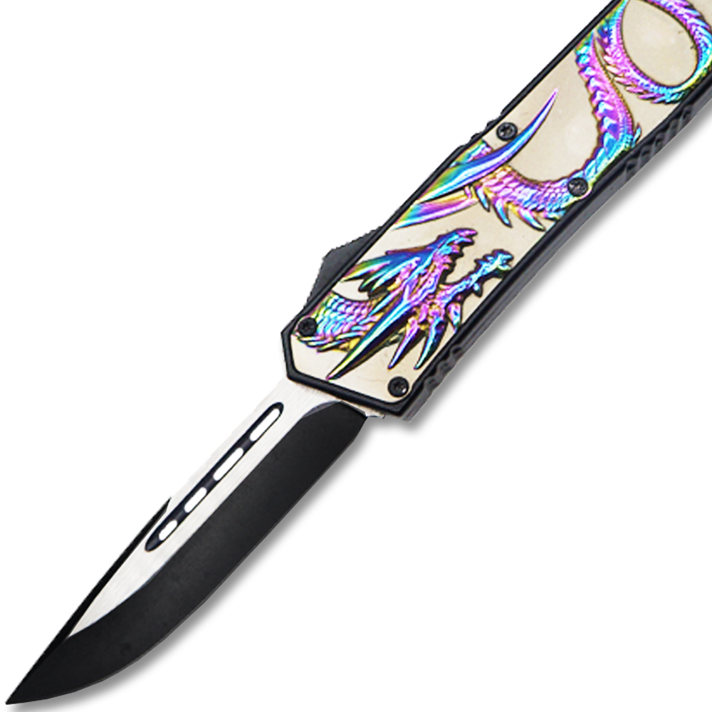 Straight Edge Dragon Flagship OTF Knife  Clip Point