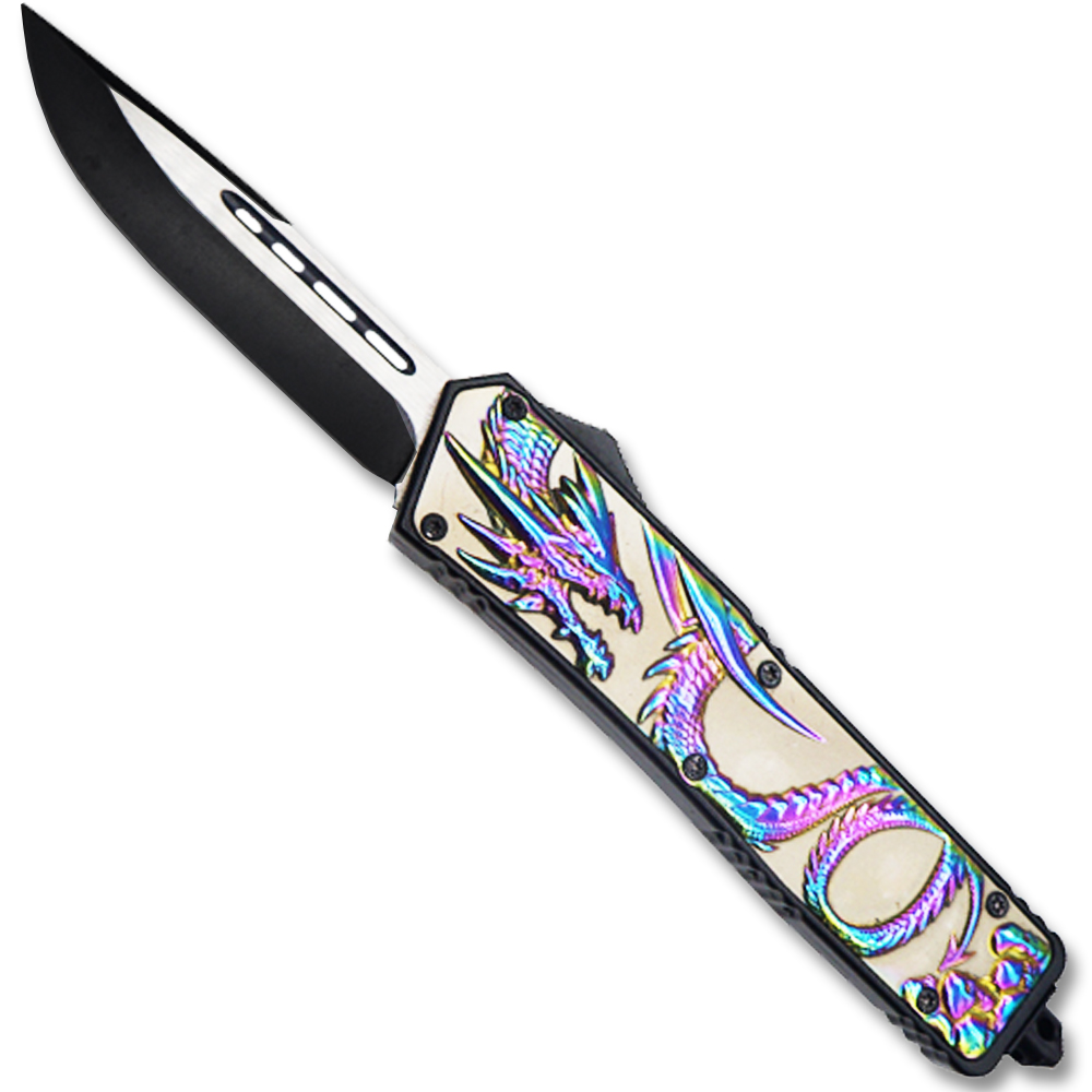 Straight Edge Dragon Flagship OTF Knife  Clip Point