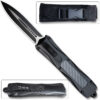Spear Point OTF Knife Out The Front Tactical  Straight Edge Black Carbon Fiber Handle