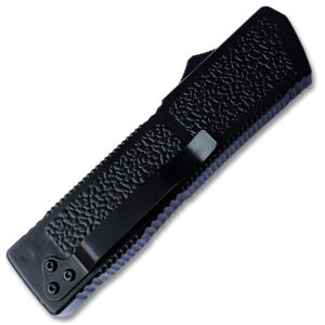 Lightning Black Handle OTF Automatic Silver  Drop Point Blade