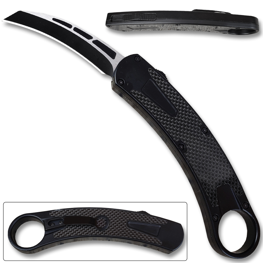 Black  Carbon Karambit OTF Tanto Point Blade