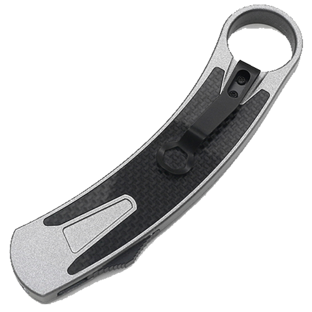 Karambit OTF Spear Point, Double Edged Blade Silver Handle