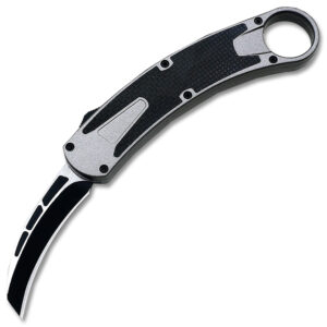 Auto Matic Karambit  Tanto Point Blade Carbon Fiber Sliver Handle