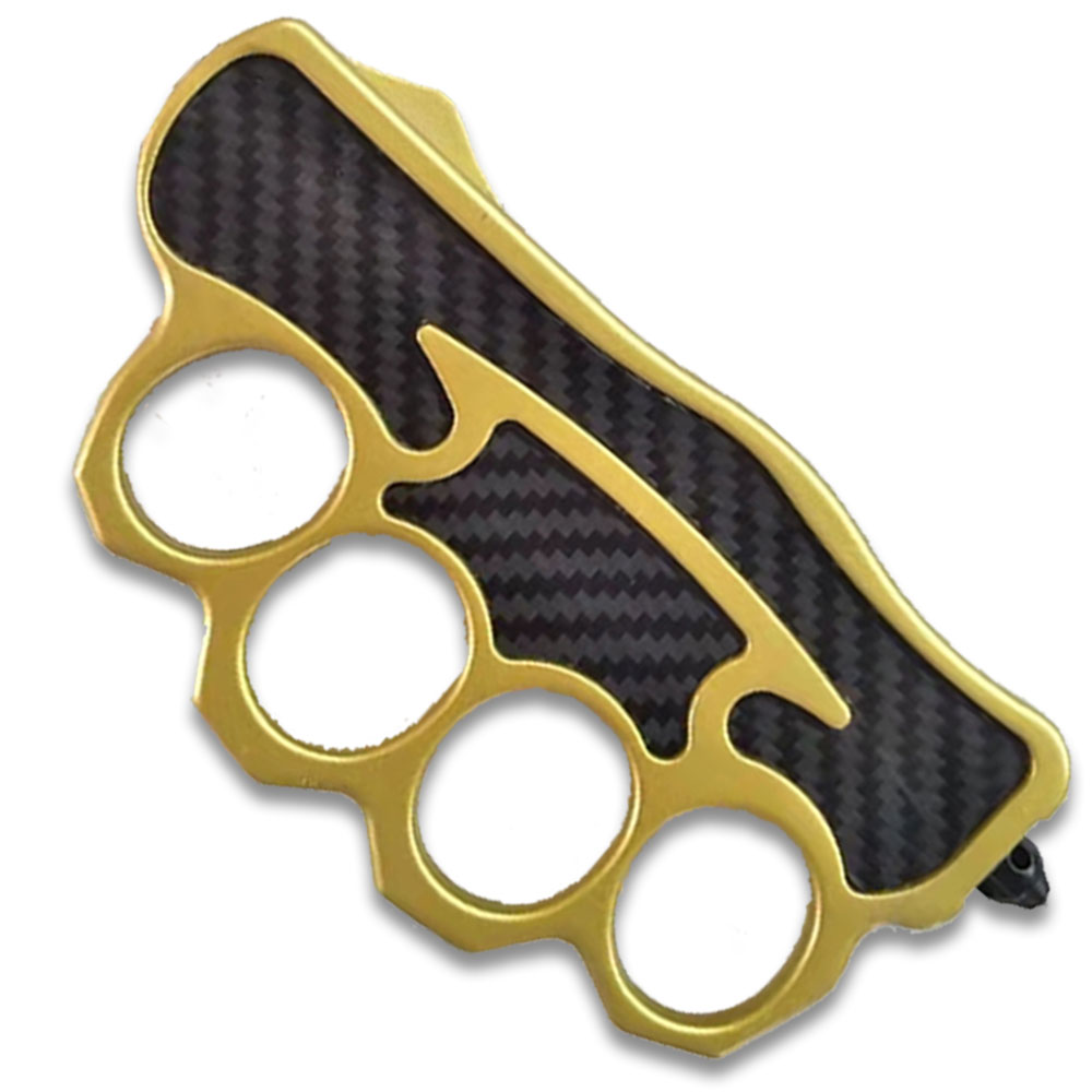 Carbon Fiber Knuckle OTF Knife - Elite Collection - Black & Gold