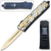Straight Edge Gold Dragon Flagship OTF Knife Spear Point