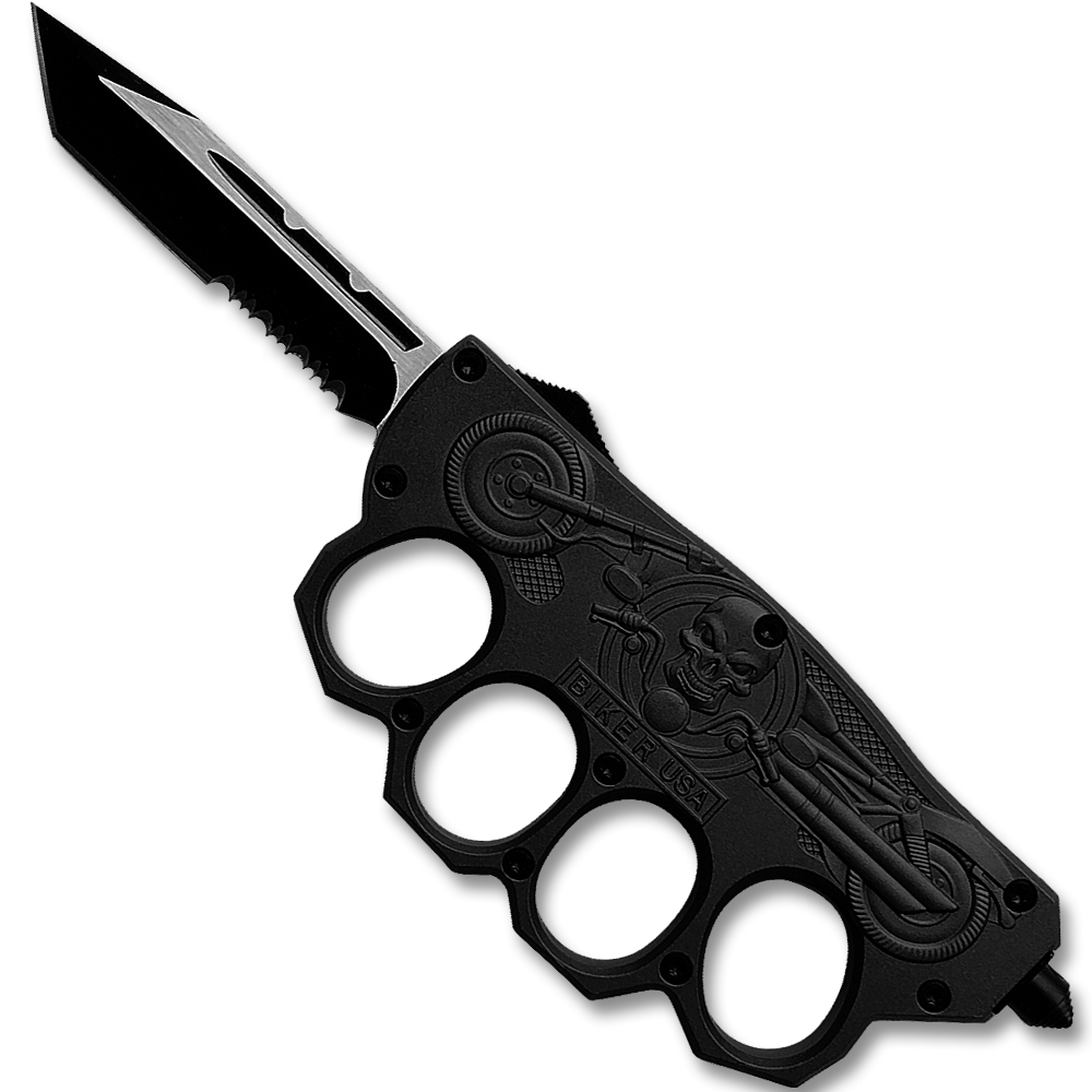 Biker USA Knuckle OTF Knife - Elite Collection - Black