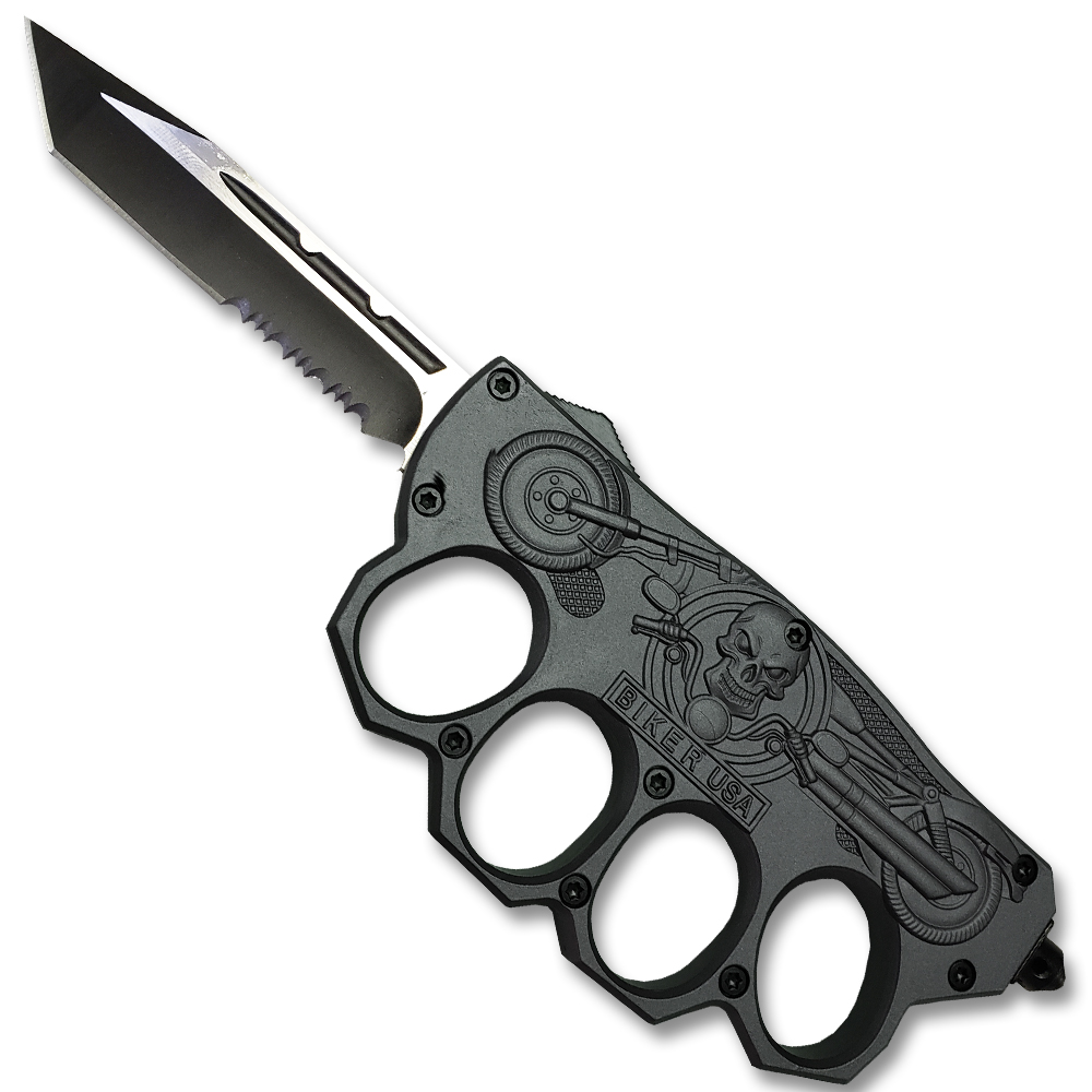 Biker USA Knuckle OTF Knife - Elite Collection - Gray