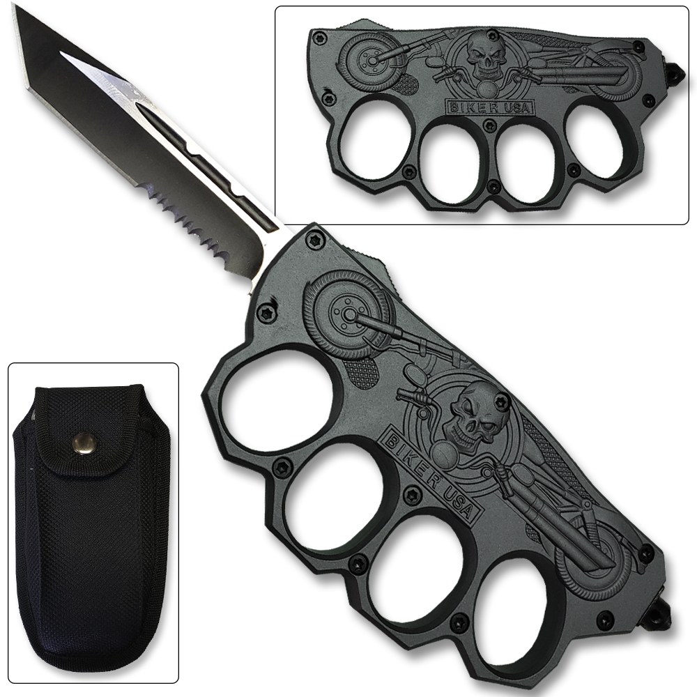 Biker USA Knuckle OTF Knife - Elite Collection - Gray