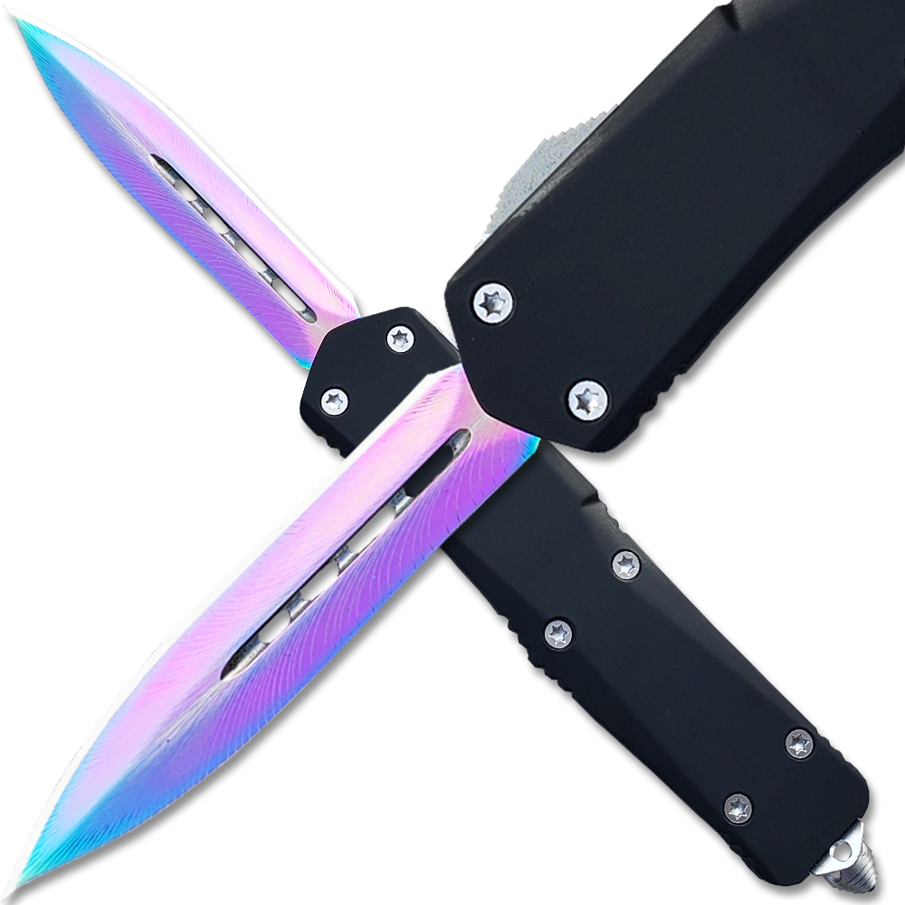 Full Size Dagger Point OTF Knife  Assisted Open Tactical Titanium Blade