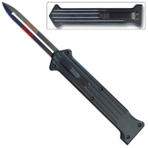 The "JOKER" Black Single Edge OTF Knife Out The Front Limited Edition