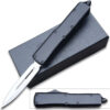 Black Legends Micro D2 Steel OTF Stiletto  Double Edge Silver Blade