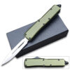 Green Legends Micro D2 Steel OTF Stiletto  Double Edge Silver Blade