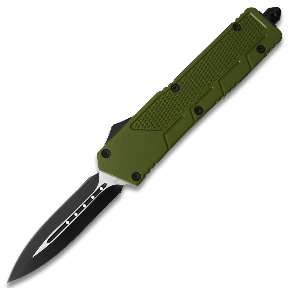 Green Spear Point OTF Out The Front Assisted Open Tactical Glass Breaker
