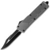 Grey Drop Point  Single Edge OTF Out The Front Assisted Open Tactical Glass Breaker
