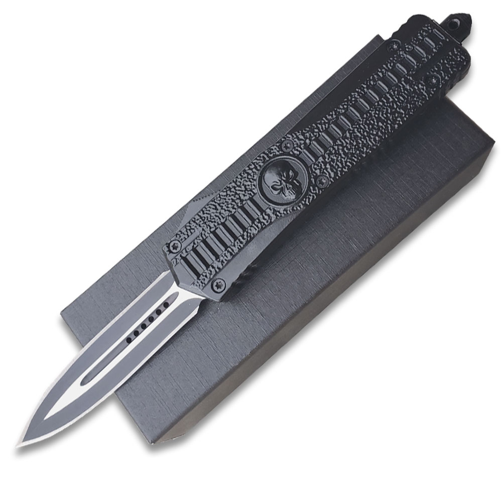 Venom Death Skull Auto OTF Knife  Death Warrior Spear Edge BK Handle